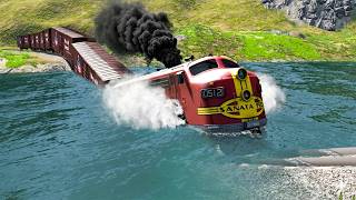 Train vs River Water Crashes #5 and Cars vs Rails in BeamNG Drive screenshot 5