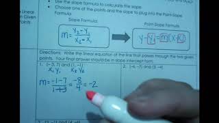 Writing Linear Equations Given Two Points Notes