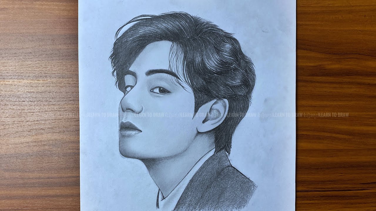 How to draw Kim teahyung | V BTS drawing tutorials for beginners | Pencil drawing | រៀនគូរ