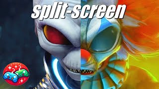 Split-screen in Destroy All Humans! Clone Carnage (multiplayer games)