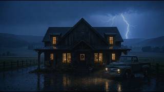 No ads - Heavy Rain & Thunderstorm Sounds for Sleeping | Falling Asleep in a Cozy Farmhouse