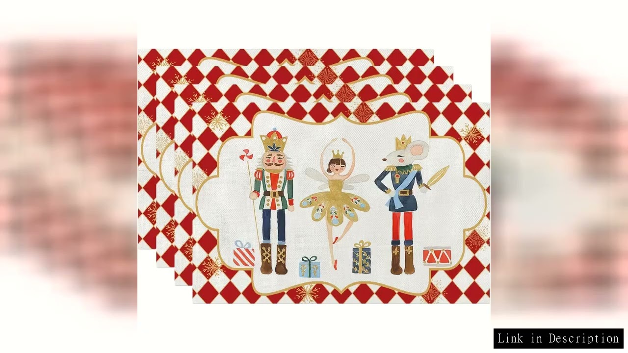 4pcs Merry Christmas Nutcracker Plaid Placemats Table Decor Winter Xmas Holiday Kitchen Dining Table