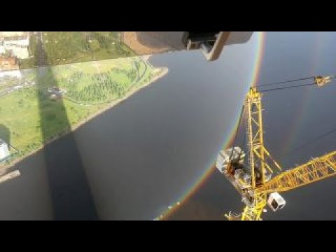 Stunning full-circle rainbow spotted from top of crane tower