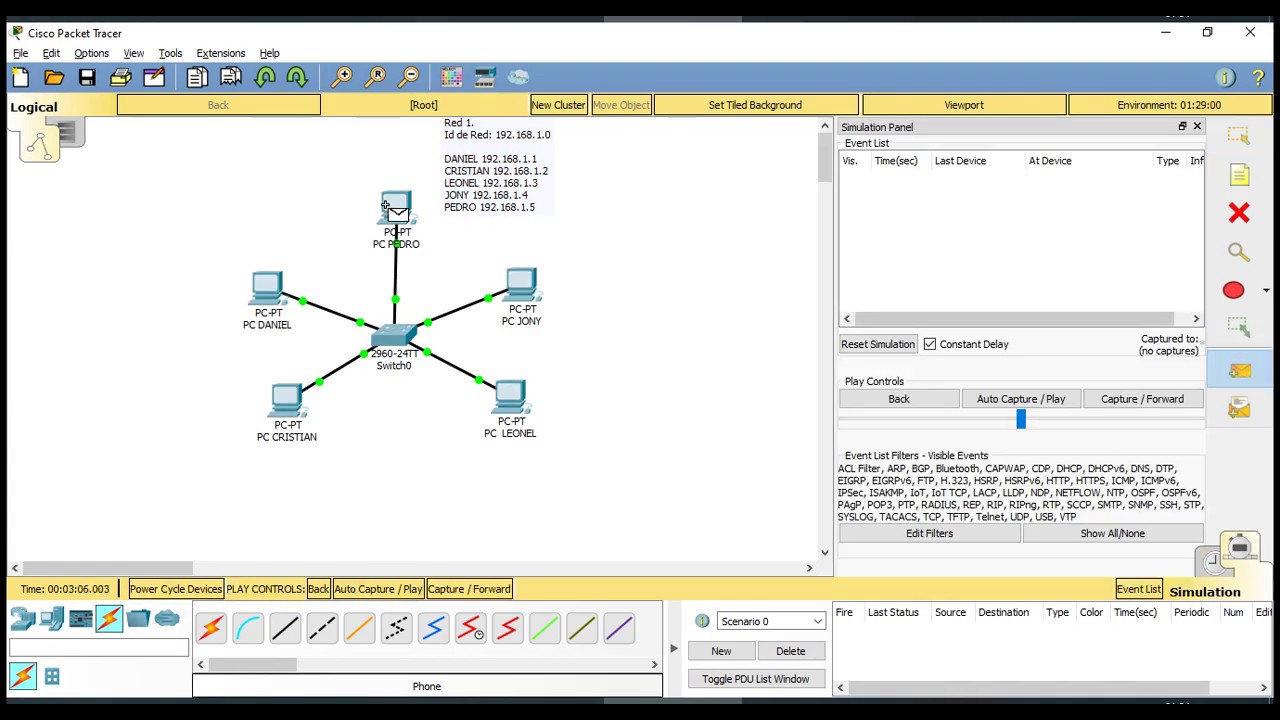 Simulación Packet Tracer envió de paquete - YouTube