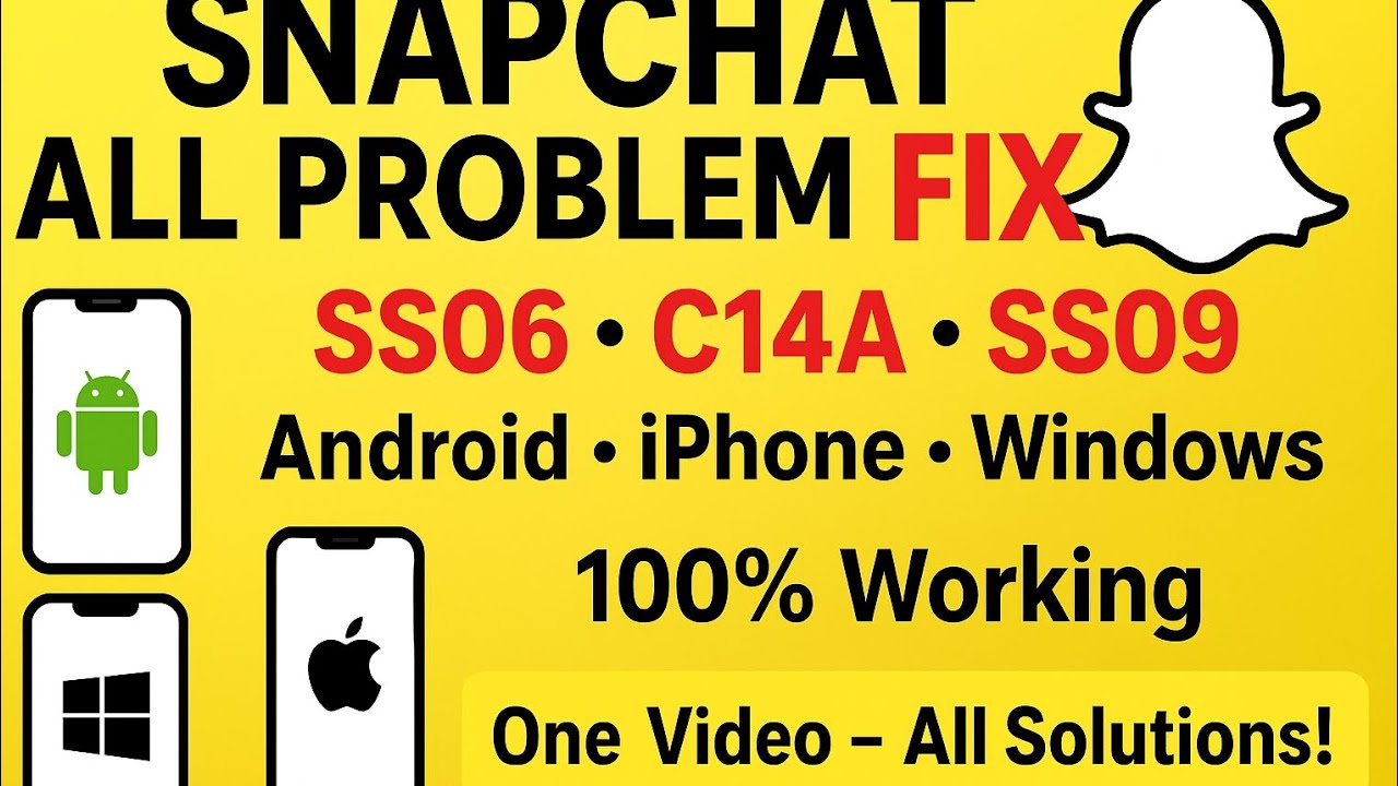Snapchat All Problem Fix | SS06, C14A, SS09 Error Solution | Android iPhone Windows | 100% Working