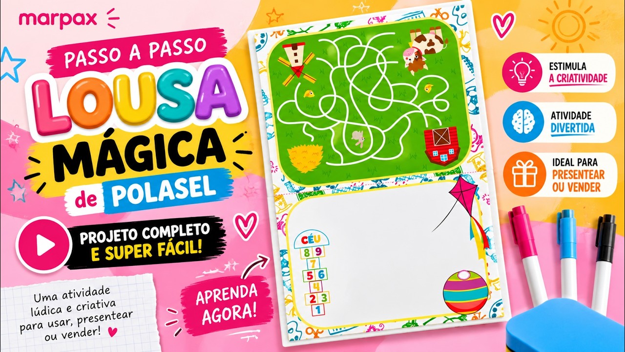 Capa do vídeo Aprenda a fazer uma Lousa Mágica de Polaseal de forma simples, criativa e super divertida!