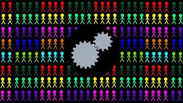 A Lot Of Stickman Fight Against The Gear Shutter Crush RTTB Run Race 20 ASMR | Algodoo