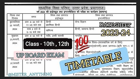 Class-10th,12th UP Board Date Sheet 2024 | UP Board Exam Timetable 2024 | Board Exam Dates