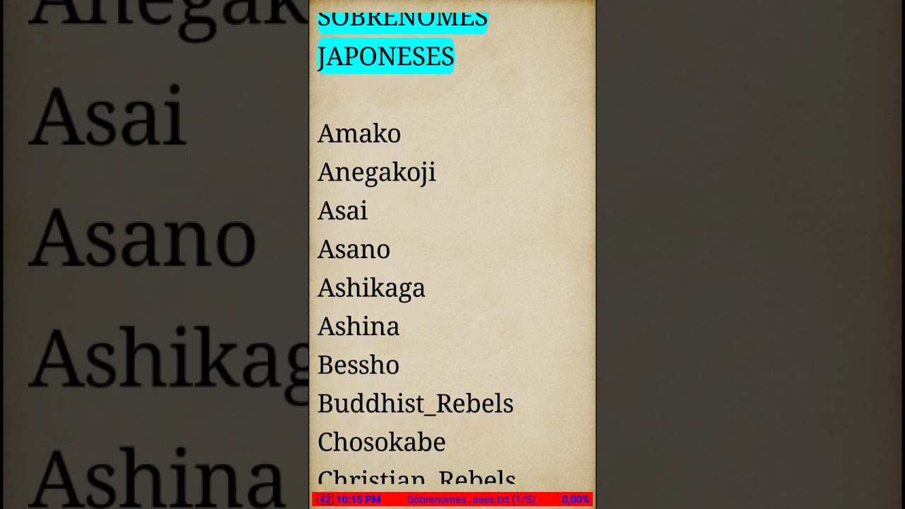 200 sobrenomes japoneses comuns