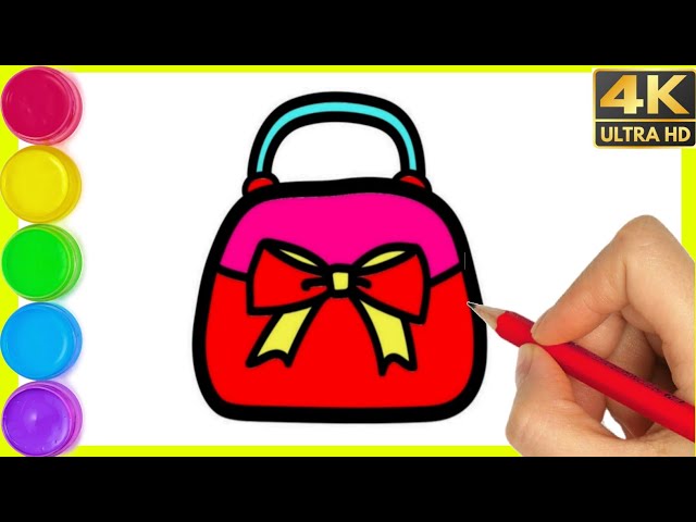 Glitter handbag Drawing and Coloring for kids , How To Draw A handbag |  Coloring for kids, Cherry drawing, Learning colors