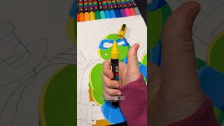 Drawing Leonardo from TMNT Mutant Mayhem with Posca Markers! #shorts