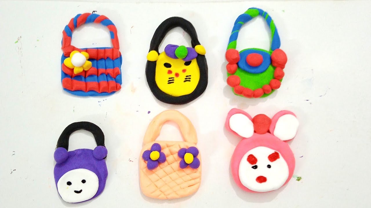 Diy How to make polymer miniatur 6 items bag with clay👛👜#tutorial #clayart #diycrafts #youtubevideo