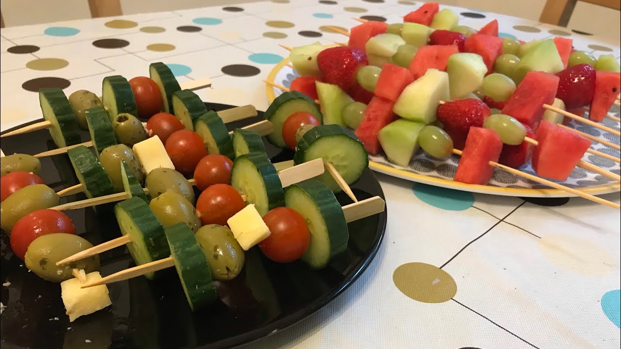 Salad on stick & fruit kebabs/ healthy eating YouTube