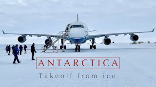 EXTREME Airbus A340 takeoff from ice runway in Antarctica (full flight video)