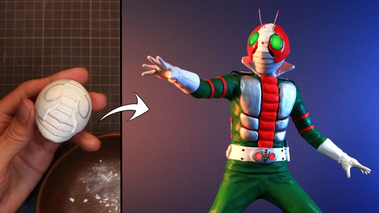 昭和ライダー制作】第3弾 V3のフィギュアを作ってみた/Sculpting Kamen
