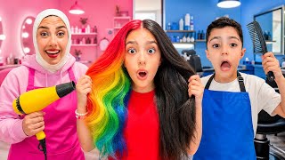 فتحنا صالون حلاقة 💇🏻‍♀️ خرّبنا شعر الزباين😱 screenshot 3