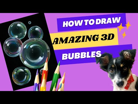 How to draw amazing colored pencil bubbles! Lesson for beginners! DOG REVEAL at the end!