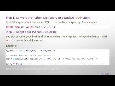 How to Insert a Python dict into a DuckDB Table with a MAP Column