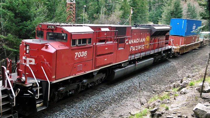 CP SD70ACU On Container Train Underneath Overpass At Spuzzum, British Columbia, Fraser Canyon