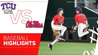 Ole Miss vs TCU Baseball Highlights | 2021 State Farm College Baseball Showdown