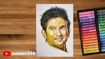 Sushant Singh Rajput Realistic Portrait Drawing in oil pastel