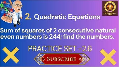 SSC Maharashtra Board # Algebra  2. Quadratic Equations ex- 2.6 Q2