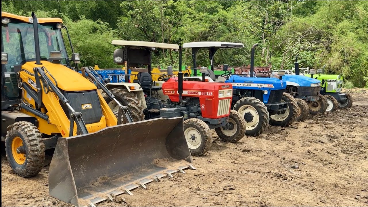 JCB 3dx Loading Mud | Swaraj Trolly Accident | New Holland 5500 Accident while working | Eicher 242
