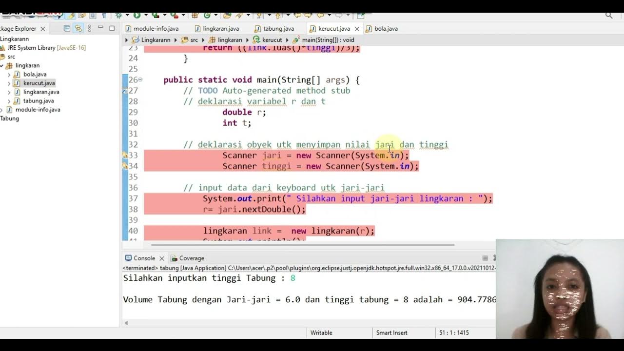 implementasi lingkaran, tabung, kerucut dan bola java - YouTube