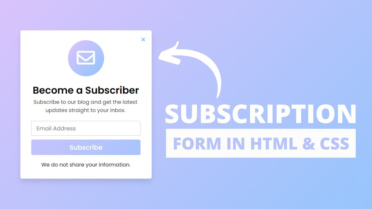 Subscription Form Using HTML CSS PHP Popup Email Subscription Box