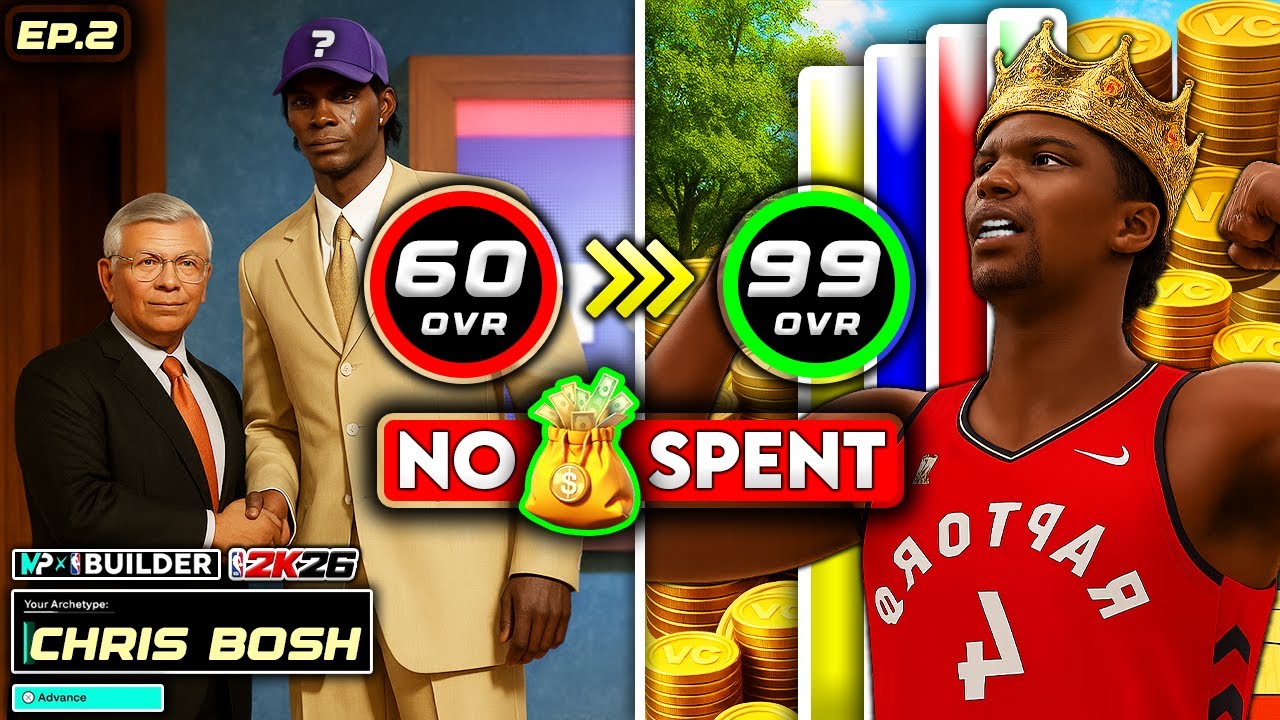 Drafted.. | 60 to 99 Overall No Money Spent in NBA 2K26 (6’11 Chris Bosh Build) Ep. 2