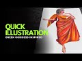 Fashion Illustration | Draping | Watercolour & colour pencils | @SupriyaVerma
