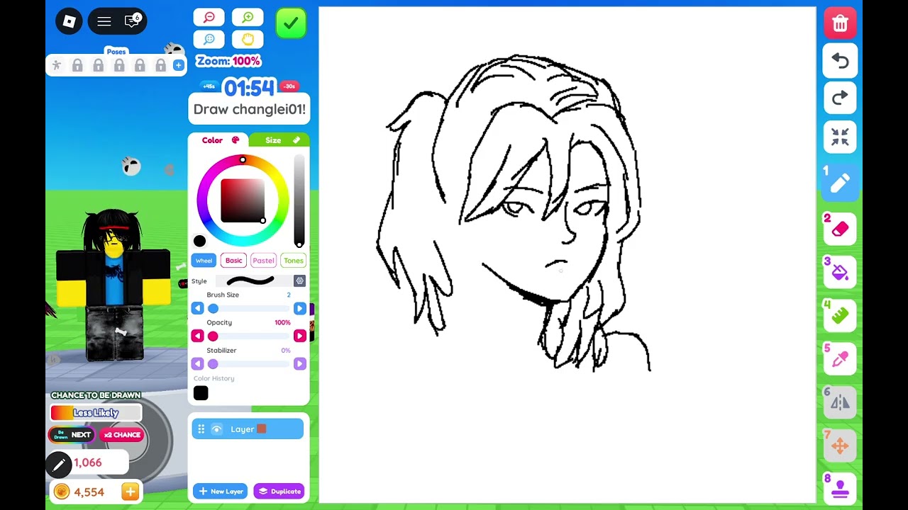 Trying to draw as cute as possible in roblox 