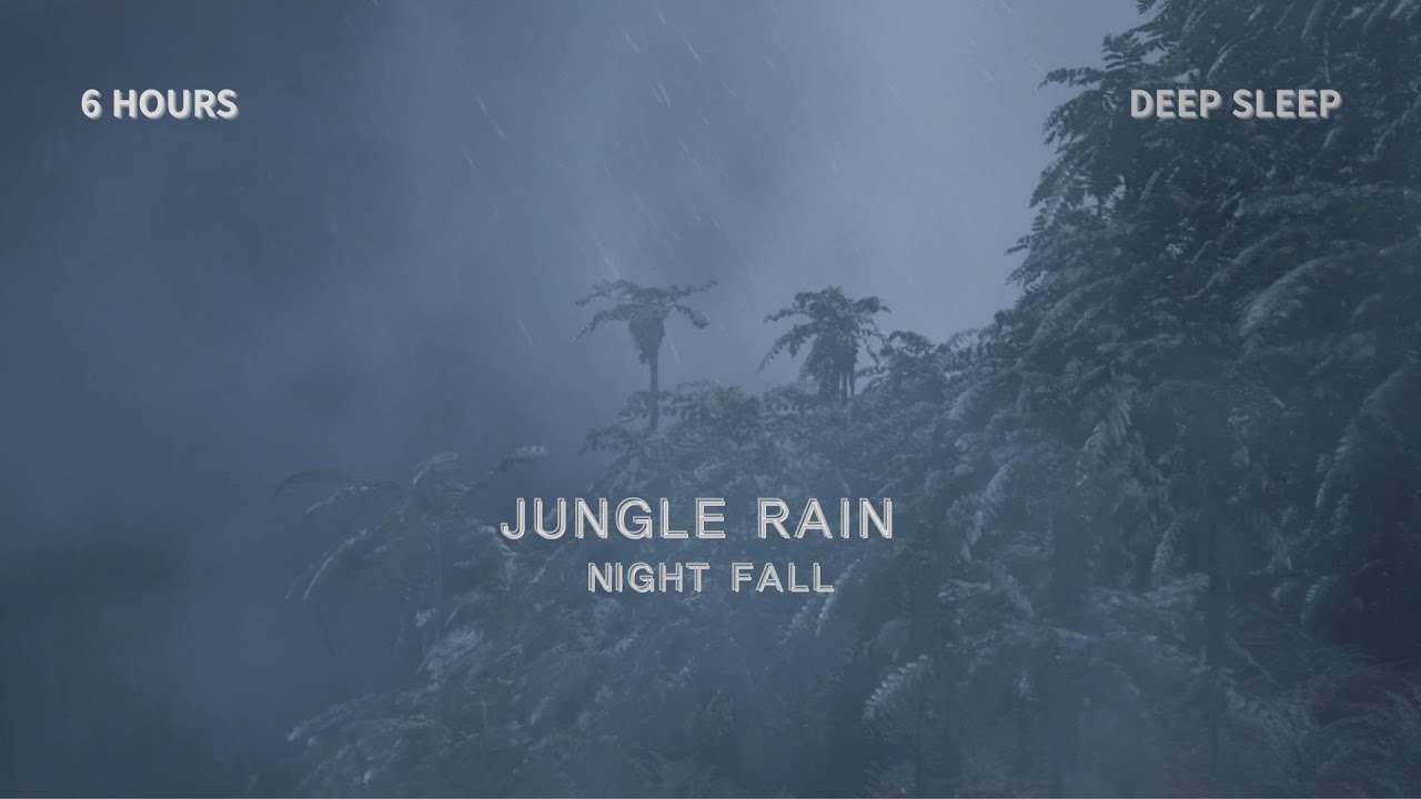 Heavy Rain in Jungle at Night • 6 Hours of Rain Sounds for Sleeping & Insomnia