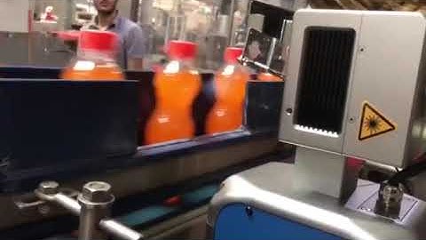 EC JET High speed co2 laser coding on beverage bottle