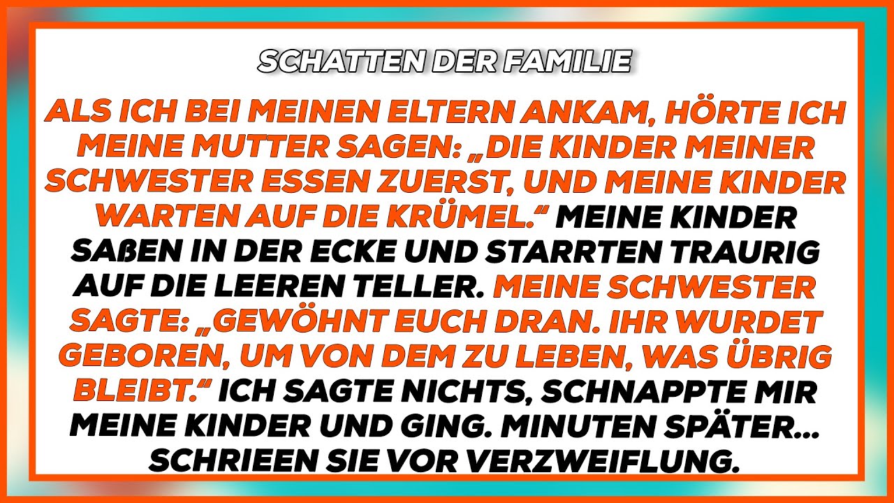 Meine Familie ließ die Kinder meiner Schwester zuerst essen – meine sollten auf Krümel warten.