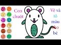 Dạy bé vẽ và tô màu các con vật phần 11 | Vẽ và tô màu con chuột | Glitter Drawing and Coloring