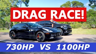 1100HP DEMONHAWK vs 730HP Ferrari FF DRAG RACE!