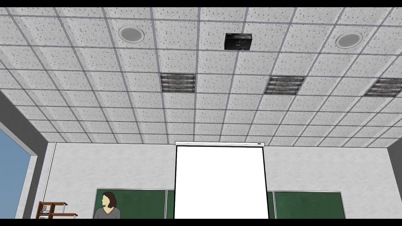 Класс, установка проектора и потолочной акустики - YouTube