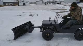 Detailed Mini jeep UTV Utility Vehicle Golf Cart With Snow Plow