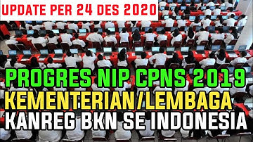 PROGRES PENETAPAN NIP CPNS 2019 KEMENTERIAN/LEMBAGA DAN KANREG BKN SE INDONESIA (Update 24/12/2020)