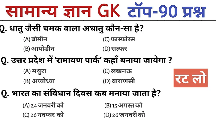 General Knowledge | Top 90 GK/GS questions | SSC GD, MTS, RPF, CRPF | GK quiz