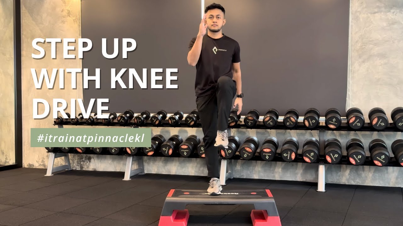 Step Up with Knee Drive - YouTube