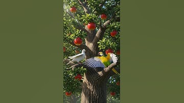 A pigeon and the parrot plant an apple tree and millions of mangoes grow on it #ai #pigeon #parrot