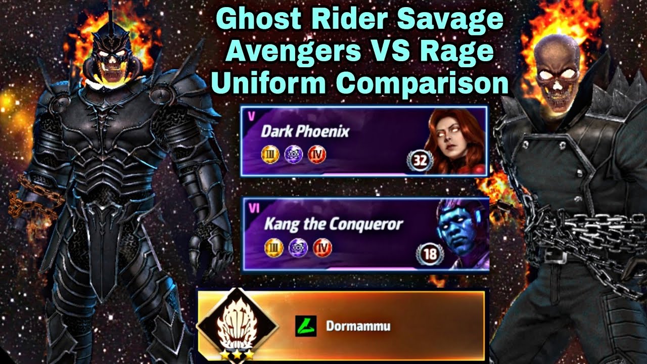 Ghost Rider Savage Avengers VS Rage Uniform Comparison - Marvel Future Fight
