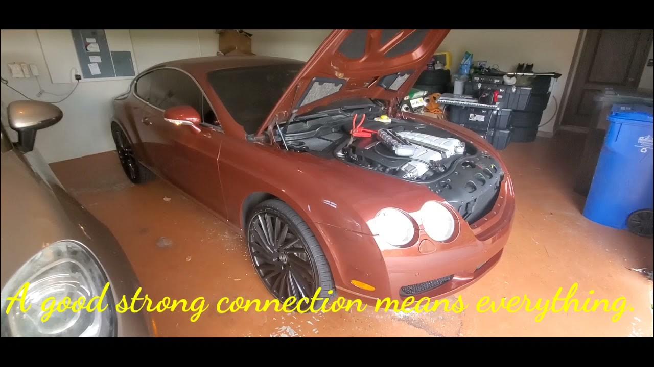 Bentley Continental GT jump start points engine bay