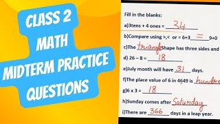 Celebrity class 2-Math practice question paper||mid term||SA1 exam paper Wealth
