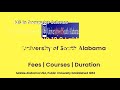 University Of South Alabama USA Courses Tuition Fees Duration