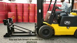Drum Handling attachment on Forklift on Rent for use in chemical and oil Industry.