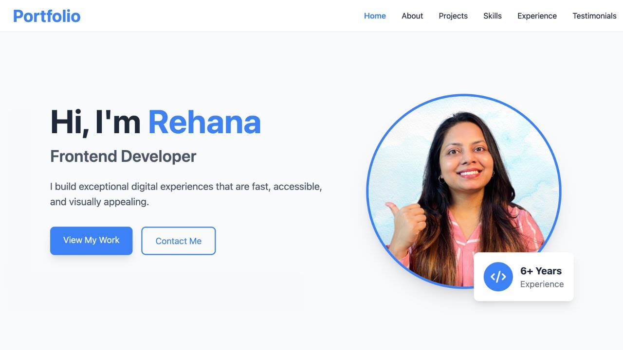 Build a Complete Responsive Personal Portfolio Website using HTML CSS ...