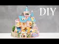 Diy miniature dollhouse kit  fairy castle  pink castle  relaxing satisfying